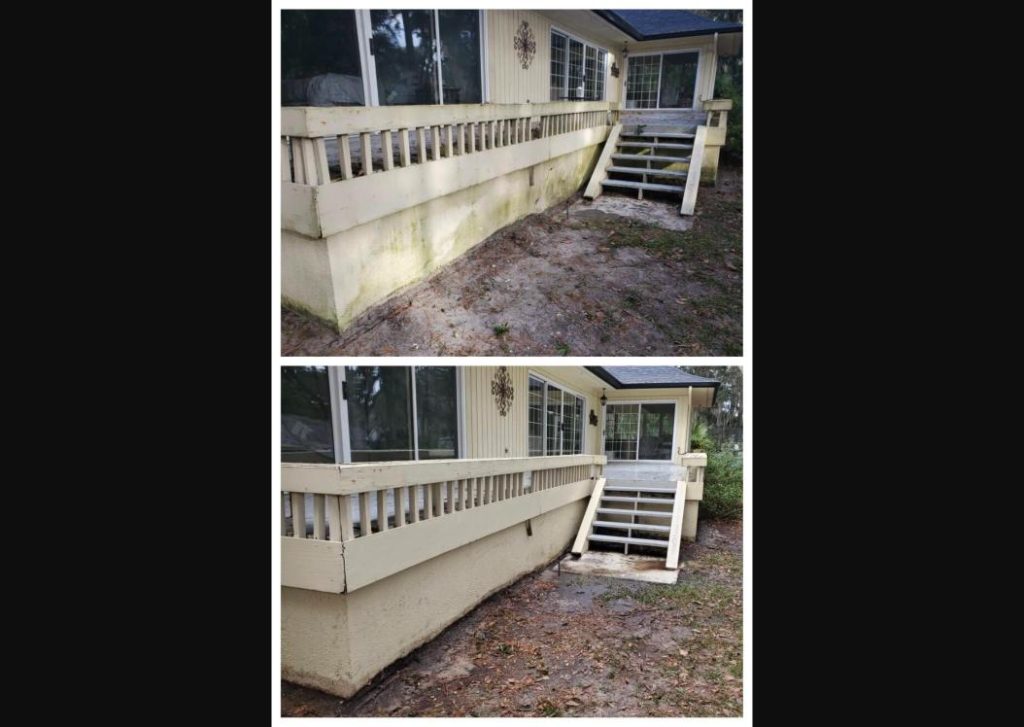 Amelia Island exterior cleaning removing heavy green algae
