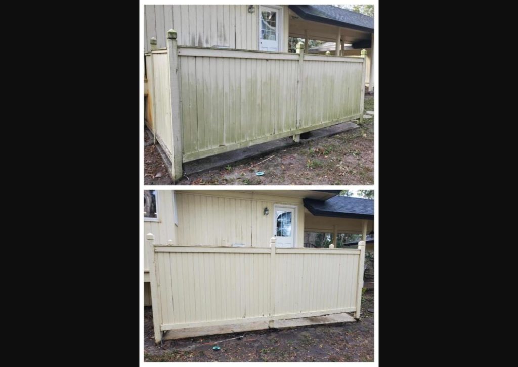 Yulee fence cleaning removing green algae buildup